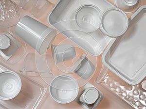 Containers of plastic and polystyrene photo
