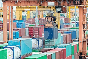 Containers in the port for import export