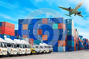 Containers shipping and Trucks for import-export