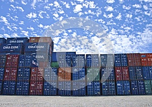 CONTAINERS STACKED ON PILE