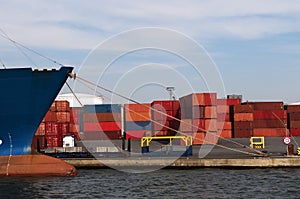 Containers stackt in the harbor