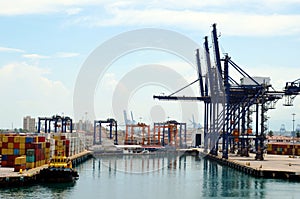 Containers terminal in the port of Cristobal, Panama.