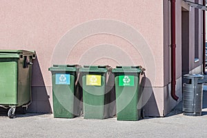 Containers for the waste collection. photo