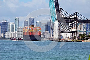 Containership Arriving at the Port of Miami