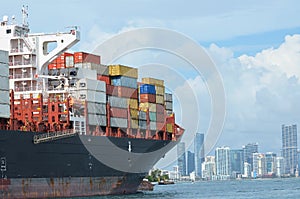 Containership Arriving at the Port of Miami