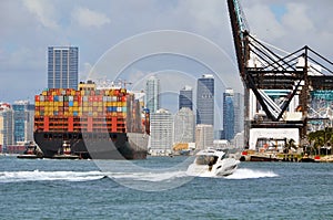 Containership Arriving at the Port of Miami photo