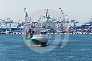 Containership on the river photo