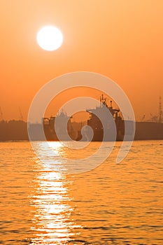 Containerships and misty red