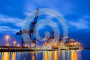 Containerterminal at twiligh