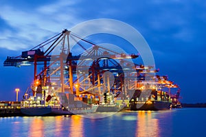 Containerterminal at twiligh