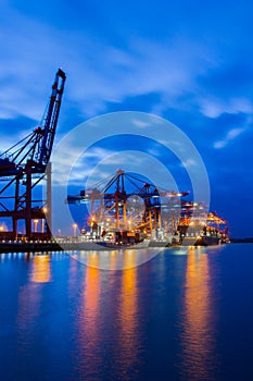 Containerterminal at twiligh