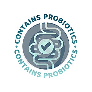 Contains probiotics colorful vector label