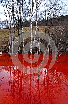 Contaminated mine water pollution of a copper mine exploitation photo