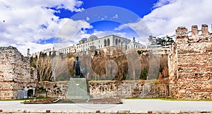 Contantinople wall, Topkapi Palace, Istanbul, Turkey, on the waterside of Bosforus photo