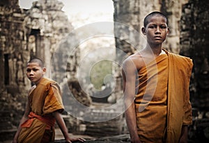 Contemplating monk, Angkor Wat, Siem Reap, Cambodia