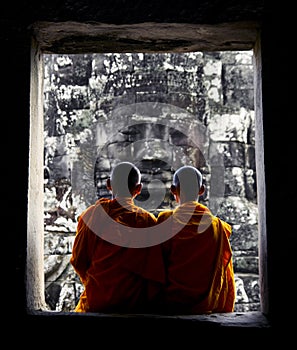 Contemplating Monk in Cambodia.