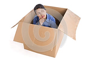 Contemplation inside box photo