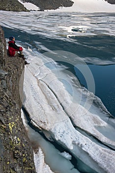 Contemplation lake with ice