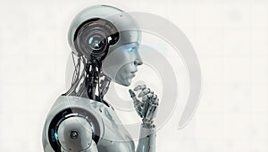 Contemplative Android in a Modern Office