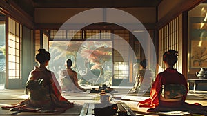 Contemplative Harmony in Japanese Tea Ceremony./n