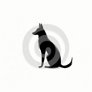 Contemplative Minimalism: German Shepherd Dog Silhouette Design