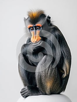 Contemplative Monkey in Studio Setting