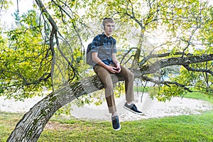 Contemplative student listening to music.