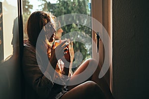 Contemplative Woman with Morning Tea