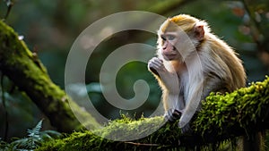 A contemplative young monkey