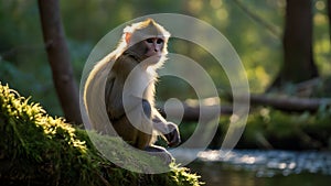 A contemplative young monkey