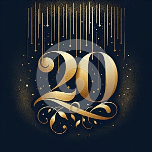 Contemporary 20th Anniversary Gold Drop Design