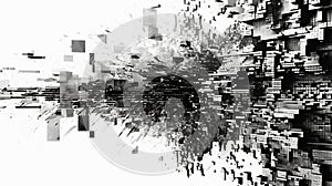 Contemporary abstract geometric art of buildings. Black and white graphic. Town. Generative AI. Illustration for banner, poster,