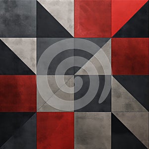 Contemporary Abstract Geometry: Grey And Red Tiled Wall