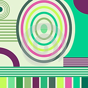 Contemporary Abstract Retro Green Bauhaus Pattern