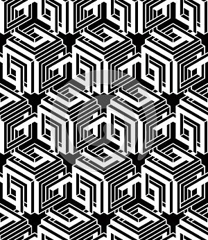 Contemporary abstract vector endless background, three-dimensional repeated pattern. Decorative graphic entwine ornament.