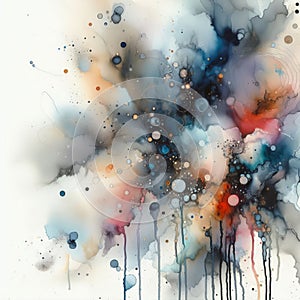 A contemporary abstract watercolor artwork with bold splatter