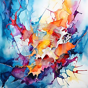 a contemporary abstract watercolor artwork with energetic expe
