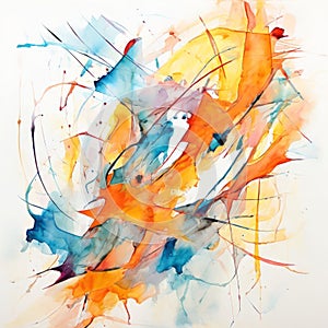 a contemporary abstract watercolor artwork with gestural marks photo