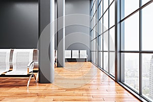 Contemporary airport waiting area with metal chair