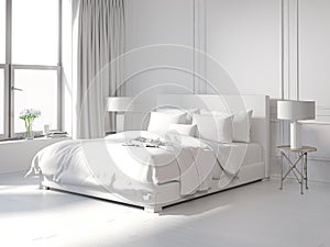 Contemporary all white bedroom