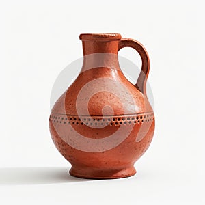 Contemporary Archaeological Style Red Pottery Vase With Handle