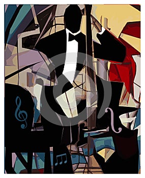 Contemporary art abstract original composition about jazz
