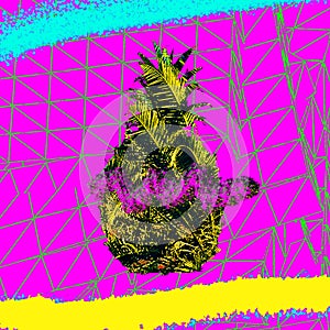 Contemporary art collage. Pineapple Minimal. Zine culture concept photo