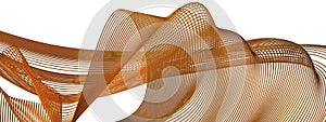 Contemporary art delicacy drawn with bezier curves of golden thin metal lines Isolated Elegant and Modern 3D Rendering abstract