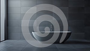 Contemporary Bathroom Design Featuring Grey Tile Wall Rendering