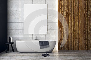 Contemporary bathroom with empty banner