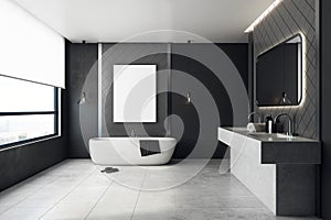 Contemporary bathroom with empty banner