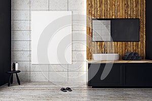 Contemporary bathroom with empty poster