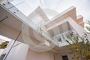 Contemporary beautiful modern white house exterior ,quality photo