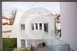 Contemporary beautiful modern white house exterior ,quality photo